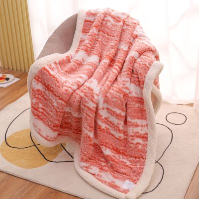 Double-Layer Thick Warm Jacquard Quicksand Lambswool Blanket Ins Style Simple Solid Color Flannel Blanket Coral Fleece Blanket