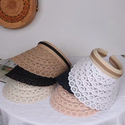Hat Female Summer Visor Hat All-Matching Sun Hat Korean Style Fashion Sun Hat Straw Hat Beach Lace