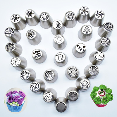 DIY New Christmas Series Stainless Steel Russian Decorating Nozzle More than 30 Cake Decorating Decoration Tools