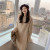Women's Round Tie Scarf Sweater Dress Fall and Winter Clothes Thick Loose Imitation Marten Long below the Knee Bell Sleeve Knitted Dress