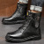 Winter Style with Fleece Thermal Cotton Boots Korean Men's Tooling Top Layer Cowhide Martin Boots Men's British High-Top Men's Boots