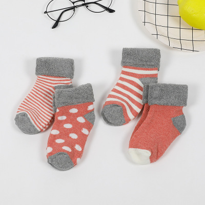 Winter Baby's Socks Combed Cotton 0-5 Years Old Children's Socks Thickened Middle Towel Socks Mid-Calf Length Thermal Baby Socks