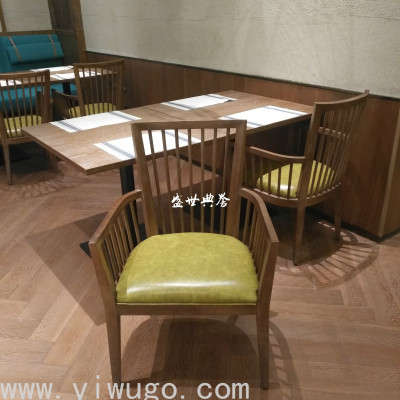Shanghai Western Restaurant Solid Wood Dining Chair Hotel Balcony Solid Wood Armchair Club New Chinese Style Chair