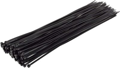 100 Black Nylon Cable Zip Ties Self-Locking 4.8mm 12 Inches Weather and UV Resistant Black