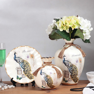 A Variety of Medium European Ceramic Vase Three-Piece Creative Hotel Ornaments Fake Vase Crafts