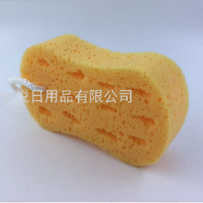 Small 8-Word Bath Spong Hole-Digging Lanyard Design Bath Cleaning Sponge Block Foaming Even