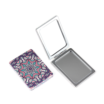 Muslim Rectangular PU Leather Mirror Eco-friendly Leather Digital Printing Shell Custom Pattern