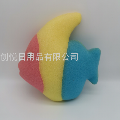 Three-Color Wing Fish Bath Sponge Creative Animal Cartoon Children Bath Cleaning Sponge Brush Novel Bath Sponge