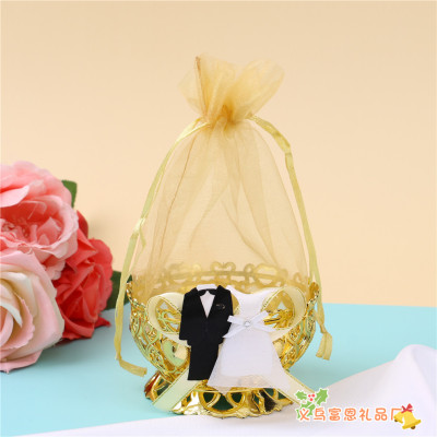 Creative European-Style Wedding Candies Box Plastic Base Gauze Bag Golden Wedding Celebration Decoration Candy Box