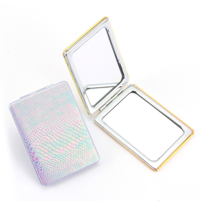 Rectangular Colorful Pu Makeup Mirror Metal Folding Mirror Advertising Promotion Gift Mirror