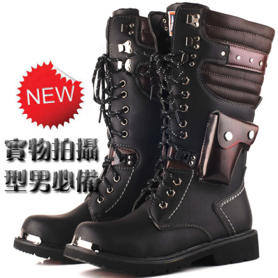 Factory Direct Sales Foreign Trade Popular Style Men's High Boots Outdoor Military Boots Trendy plus Size Big Toe Leather Boots Tooling Boots