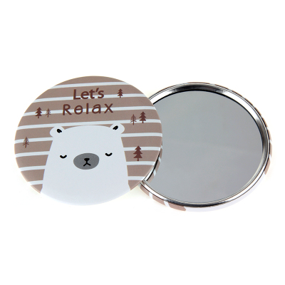 Korean Little Creative Gifts Geometric Pattern Portable Mini round Mirror Cosmetic Mirror Small Mirror Printable Logo