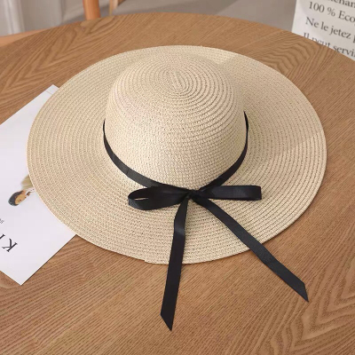 New Straw Hat Women's Summer Beach Seaside Vacation Bowknot Sunshade Female Sun-Proof Straw Hat Vacation Travel