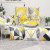 Warm Yellow Gray Geometric Striped Pattern Sofa Thickened Short Velvet Simple Modern Cushion Pillowcase without Core