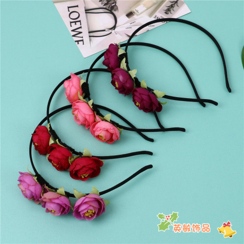 mori girl seaside garland headdress accessories headdress rose hair pressing hairpin pearl headband hair band