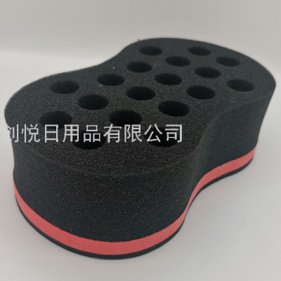 Black Large 8-Word Briquette Hole-Shaped Creative Bath Sponge Cleaning Sponge Brush Strong Decontamination Ability