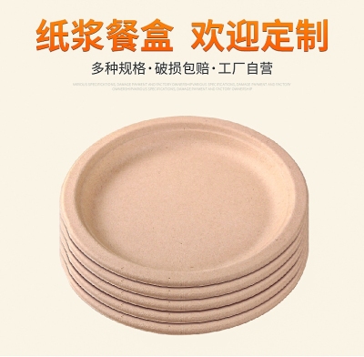 P013 Disposable Pulp Degradable Disc Large Salad Box Pizza Plate Takeaway Lunch Box