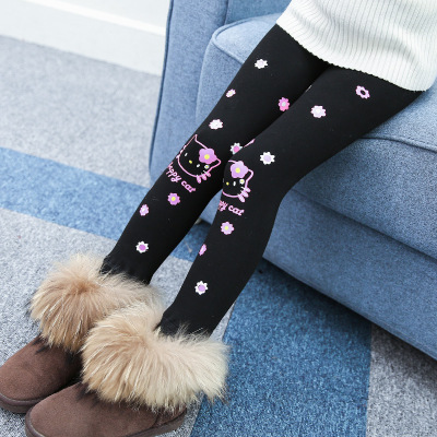 Autumn and Winter Girls Leggings Colorful Cotton One-Piece Pants Children's Warm Pants Step-on Pants Trousers Fleece Thickened Elastic