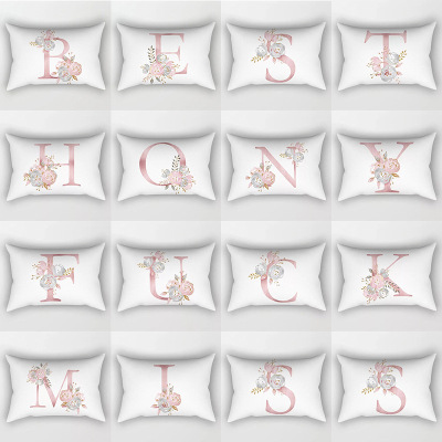 19 Cross-Border English Letters Peach Skin Pillowcase Home Sofa Car Cushion Cushion Cover Wholesale Customization