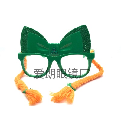 New Irish St. Patrick's Day Clover Braid Glasses Party Festival Holiday Supplies Accessories