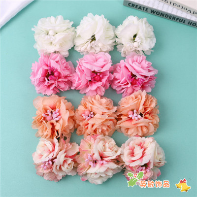 Artificial Flower Barrettes Seaside Holiday Cloth Hair Accessories Flower Girl Bride Side Clip Performance Headdress