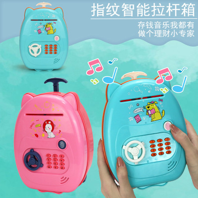 Amazon Hot New Fingerprint Smart Trolley Case Multi-Function Piggy Bank New Toy New Year Birthday Gift