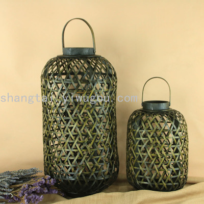 Factory Outlet Bamboo Wood Lantern Candle Holder 09-18030