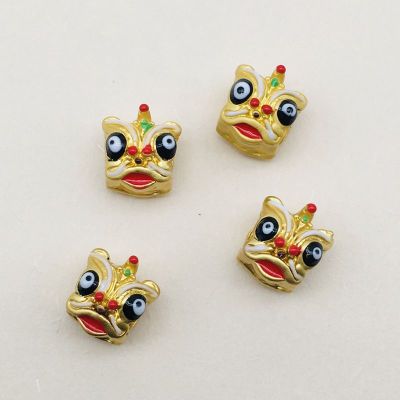 Factory Direct Sales DIY Alloy Accessories Ethnic Style Lion Dance Bracelet Red Rope Clothing Material Three-Dimensional Color Lion Dance
