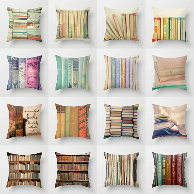 Retro Book Library Series Pillow Cover Office Car Cushion Cushion Cover Graphic Customization Wholesale