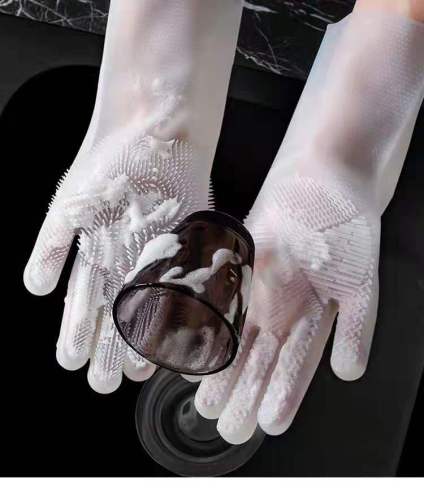 household silicone dishwashing gloves for kitchen， female magic household artifact， brush pot， rubber latex， internet celebrity laundry