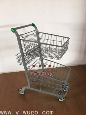 South American Shopping Mall Three Basket Shopping Cart Trolley Carrier