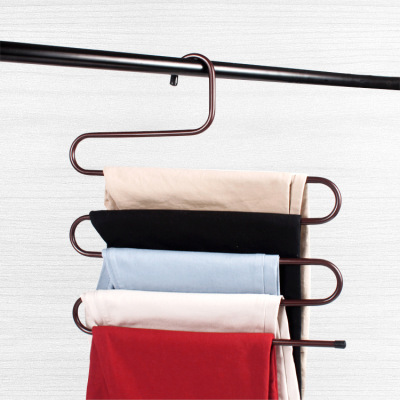 Multi-Functional Magic Pants Rack Multi-Layer Wrought Iron Metal Tie Creative S-Type Children Adult Clothes Store Factory Direct Sales