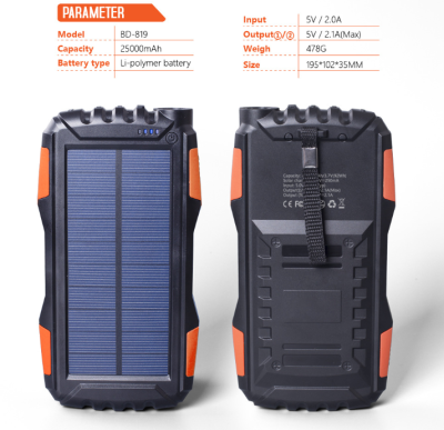 Creative Solar Portable Power Source 25000mah Large Capacity Black Technology Products Solar Power Bank
