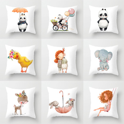 Cute Cartoon Panda Animal Series Pillow Cover Simple Home Sofa Car Bed Head Pillow Cushion Cover