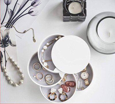 Nordic Instagram Style Rotating Jewelry Box Multi-Layer Flannel Dustproof Jewelry Storage Box