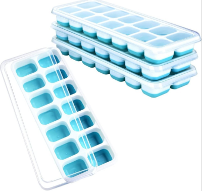 Silicone Ice Tray with Lid Amazon Hot Refrigerated Food Grade Ice Grid Mold Ice Maker