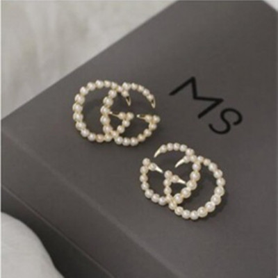 Sterling Silver Needle Letter Pearl Chanel-Style Pairs of C Earrings High Sense 2020 New Fashion Earrings Female Earrings Female