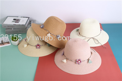 Hat Sun Hat Female Foldable Summer Sun Hat Fashion Lace Straw Hat Sun-Proof Beach Hat