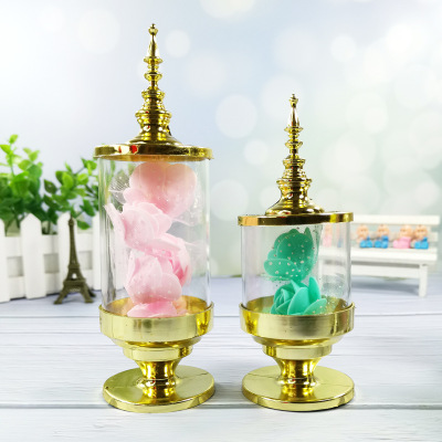 Factory Direct Sales Supply Creative Personality Wedding Candies Box Large Cylindrical Candlestick Electroplated Gold and Silver Wedding Candies Box Factory Direct Sales
