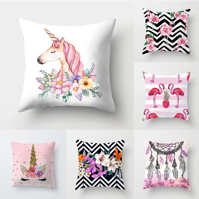 Gm228 Popular INS Nordic Style Unicorn Flamingo Pillow Cover Office Home Fabric Throw Pillowcase