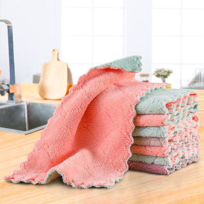 Coral Velvet Rag Dishcloth Lazy Rag Scouring Pad Two Yuan Store Daily Necessities Department Store Supply Dish Towel