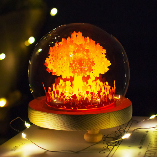 foreign trade exclusively for handmade paper carving art new three-dimensional paper carving romantic cherry blossoms tree small night lamp