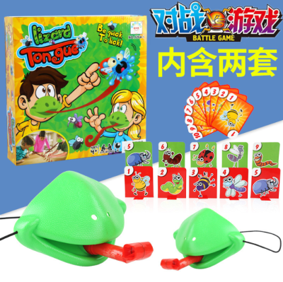 Online Red Frog Playing Cards Toy Greedy Chameleon Lizard Sticking Tongue out Frog Mask Mask Mask Parent-Child Battle
