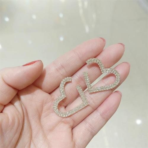 s925 silver needle full diamond shining heart-shaped earrings korean graceful online influencer personalized earrings fashion super fairy earrings for women