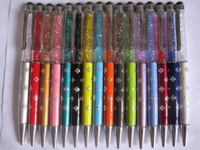 Factory Direct Sales Carved Crystal Diamond Capacitive Stylus Mobile Phone Ballpoint Pen Customized Advertising Metal Ball Point Pen