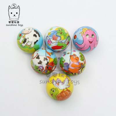 6.3 Cow Cartoon Pu Ball Sponge Pressure Foaming Babies and Children's Toys Ball Factory Wholesale Solid Pet