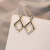 Sterling Silver Needle New Geometric Rhombus Frosty Style Stud Earrings Korean Refined Rhinestone Retro Personalized Internet Influencer Earrings Women