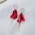 Korean-Style Red New Style Petal Earrings Sterling Silver Needle Long Fringed Zircon Earrings Internet Influencer Personalized Earrings