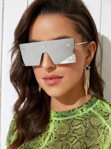 foreign trade rimless one-piece sunglasses women‘s fashion marine-lens sunglasses men‘s european and american square aliexpress glasses fashion