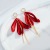 Korean-Style Red New Style Petal Earrings Sterling Silver Needle Long Fringed Zircon Earrings Internet Influencer Personalized Earrings